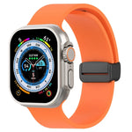 Magnetic Black Buckle Smooth Silicone Watch Band, For Apple Watch Ultra 49mm, For Apple Watch Series 8&7 45mm, For Apple Watch Series 8&7 41mm