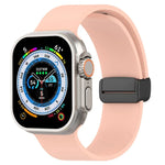 Magnetic Black Buckle Smooth Silicone Watch Band, For Apple Watch Ultra 49mm, For Apple Watch Series 8&7 45mm, For Apple Watch Series 8&7 41mm