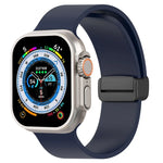 Magnetic Black Buckle Smooth Silicone Watch Band, For Apple Watch Ultra 49mm, For Apple Watch Series 8&7 45mm, For Apple Watch Series 8&7 41mm