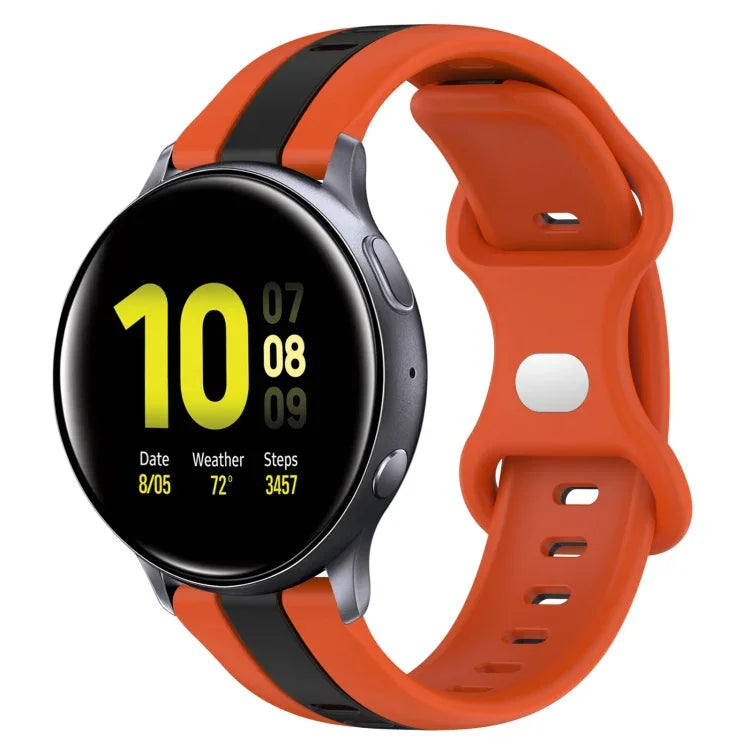 Correia de relógio em silicone bicolor com fecho borboleta de 20mm, para Samsung Galaxy Watch Active 2 44mm, para Samsung Galaxy Watch 42mm