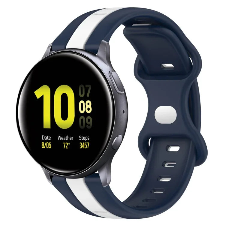 20mm Butterfly Buckle Two-Color Silicone Watch Band, For Samsung Galaxy Watch Active 2 44mm, For Samsung Galaxy Watch 42mm