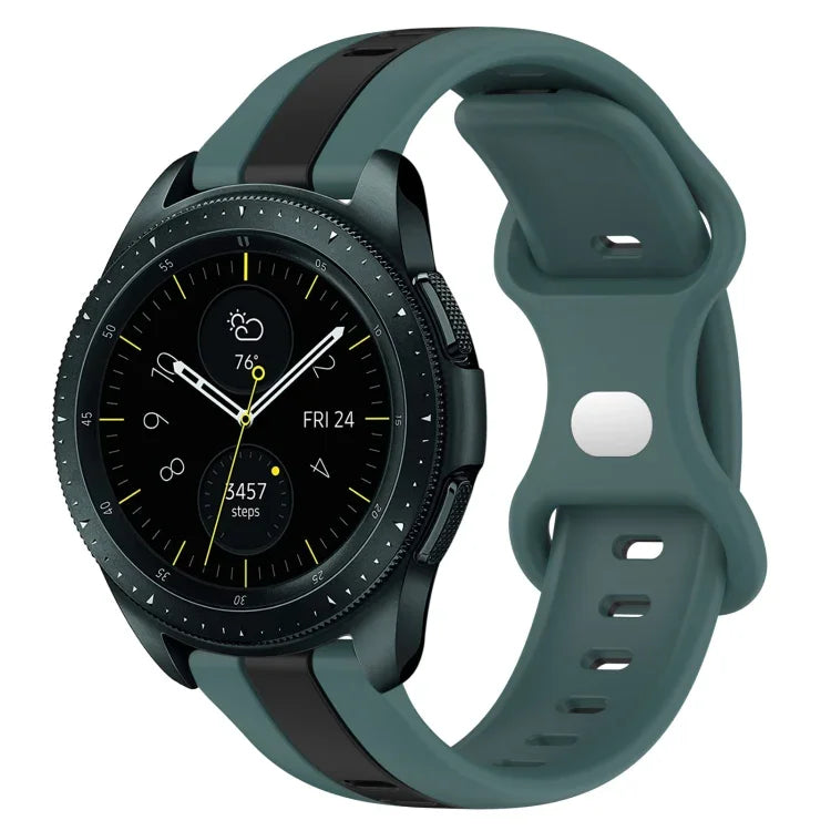 20mm Butterfly Buckle Two-Color Silicone Watch Band, For Samsung Galaxy Watch Active 2 44mm, For Samsung Galaxy Watch 42mm