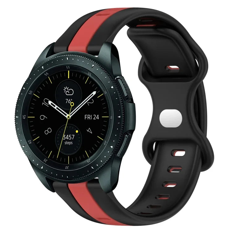 20mm Butterfly Buckle Two-Color Silicone Watch Band, For Samsung Galaxy Watch Active 2 44mm, For Samsung Galaxy Watch 42mm