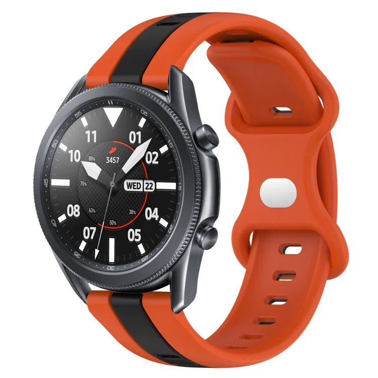 Correia de Relógio em Silicone Bicolor com Fivela Borboleta 22mm, Para Samsung Galaxy Watch3 45mm, Para Samsung Galaxy Watch 46mm, Para Samsung Gear S3 Classic, Para Samsung Gear S3 Frontier