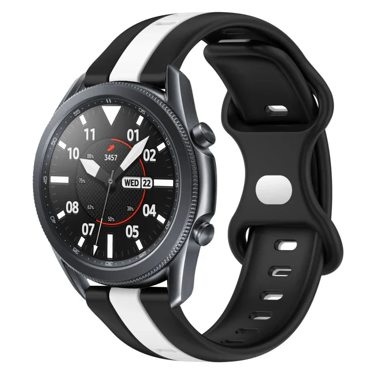 Correia de Relógio em Silicone Bicolor com Fivela Borboleta 22mm, Para Samsung Galaxy Watch3 45mm, Para Samsung Galaxy Watch 46mm, Para Samsung Gear S3 Classic, Para Samsung Gear S3 Frontier