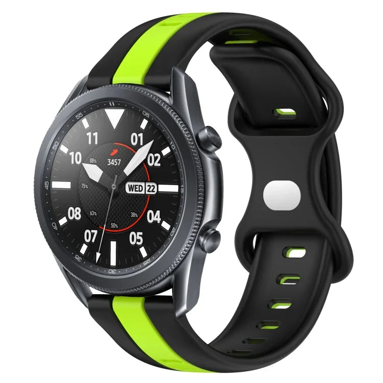 Correia de Relógio em Silicone Bicolor com Fivela Borboleta 22mm, Para Samsung Galaxy Watch3 45mm, Para Samsung Galaxy Watch 46mm, Para Samsung Gear S3 Classic, Para Samsung Gear S3 Frontier