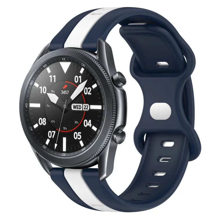 Correia de Relógio em Silicone Bicolor com Fivela Borboleta 22mm, Para Samsung Galaxy Watch3 45mm, Para Samsung Galaxy Watch 46mm, Para Samsung Gear S3 Classic, Para Samsung Gear S3 Frontier