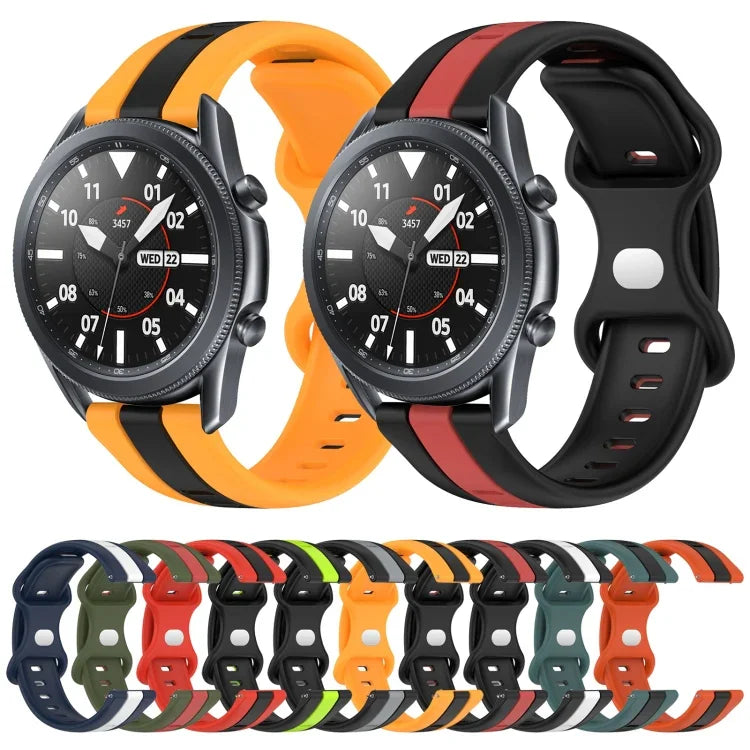 Correia de Relógio em Silicone Bicolor com Fivela Borboleta 22mm, Para Samsung Galaxy Watch3 45mm, Para Samsung Galaxy Watch 46mm, Para Samsung Gear S3 Classic, Para Samsung Gear S3 Frontier