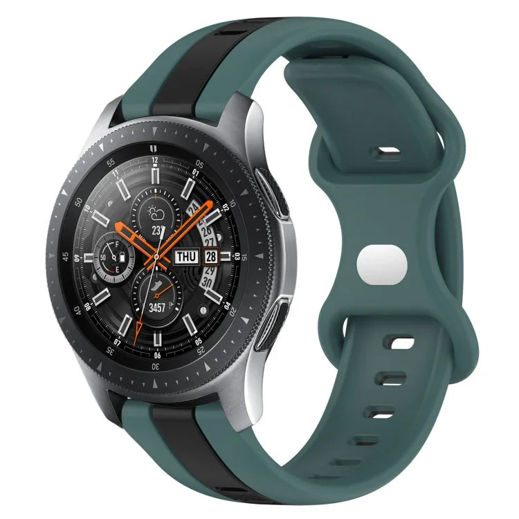 Correia de Relógio em Silicone Bicolor com Fivela Borboleta 22mm, Para Samsung Galaxy Watch3 45mm, Para Samsung Galaxy Watch 46mm, Para Samsung Gear S3 Classic, Para Samsung Gear S3 Frontier