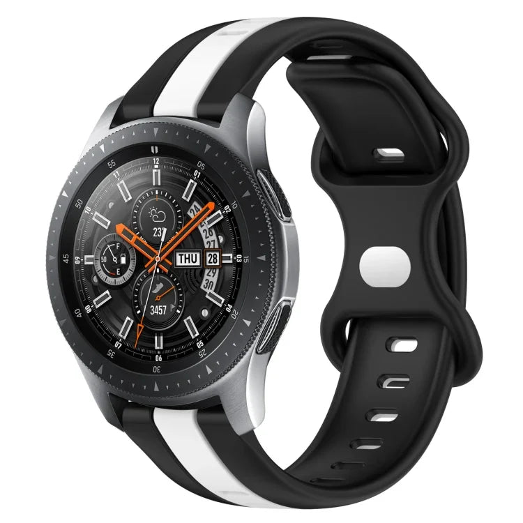 Correia de Relógio em Silicone Bicolor com Fivela Borboleta 22mm, Para Samsung Galaxy Watch3 45mm, Para Samsung Galaxy Watch 46mm, Para Samsung Gear S3 Classic, Para Samsung Gear S3 Frontier