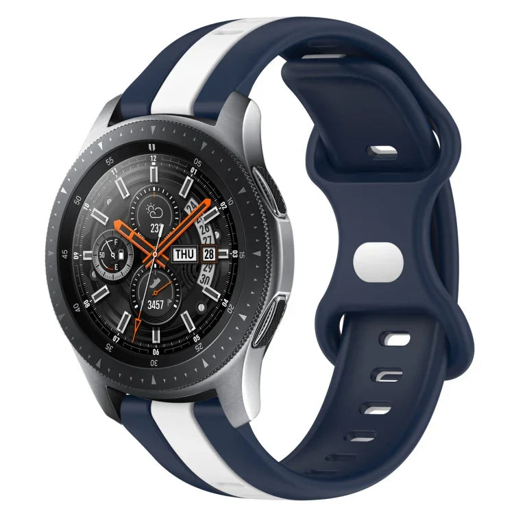 Correia de Relógio em Silicone Bicolor com Fivela Borboleta 22mm, Para Samsung Galaxy Watch3 45mm, Para Samsung Galaxy Watch 46mm, Para Samsung Gear S3 Classic, Para Samsung Gear S3 Frontier