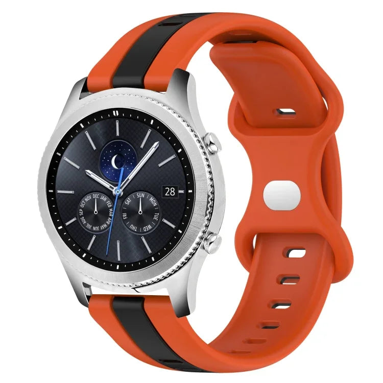 Correia de Relógio em Silicone Bicolor com Fivela Borboleta 22mm, Para Samsung Galaxy Watch3 45mm, Para Samsung Galaxy Watch 46mm, Para Samsung Gear S3 Classic, Para Samsung Gear S3 Frontier