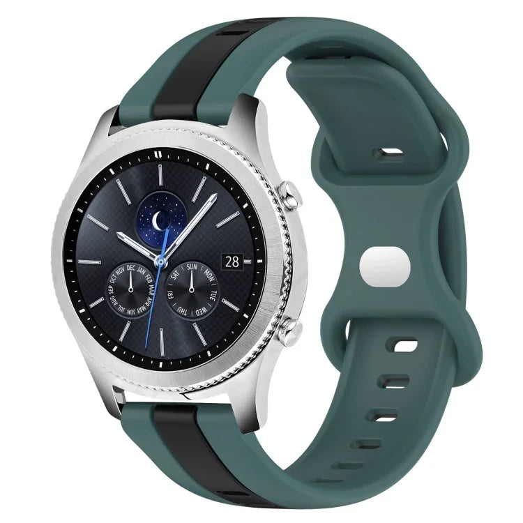 Correia de Relógio em Silicone Bicolor com Fivela Borboleta 22mm, Para Samsung Galaxy Watch3 45mm, Para Samsung Galaxy Watch 46mm, Para Samsung Gear S3 Classic, Para Samsung Gear S3 Frontier