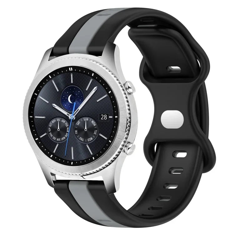 Correia de Relógio em Silicone Bicolor com Fivela Borboleta 22mm, Para Samsung Galaxy Watch3 45mm, Para Samsung Galaxy Watch 46mm, Para Samsung Gear S3 Classic, Para Samsung Gear S3 Frontier