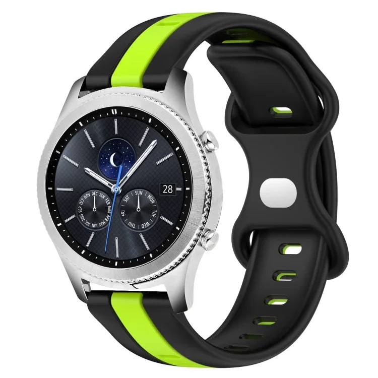 Correia de Relógio em Silicone Bicolor com Fivela Borboleta 22mm, Para Samsung Galaxy Watch3 45mm, Para Samsung Galaxy Watch 46mm, Para Samsung Gear S3 Classic, Para Samsung Gear S3 Frontier
