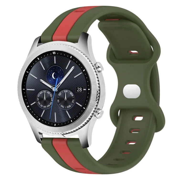 Correia de Relógio em Silicone Bicolor com Fivela Borboleta 22mm, Para Samsung Galaxy Watch3 45mm, Para Samsung Galaxy Watch 46mm, Para Samsung Gear S3 Classic, Para Samsung Gear S3 Frontier