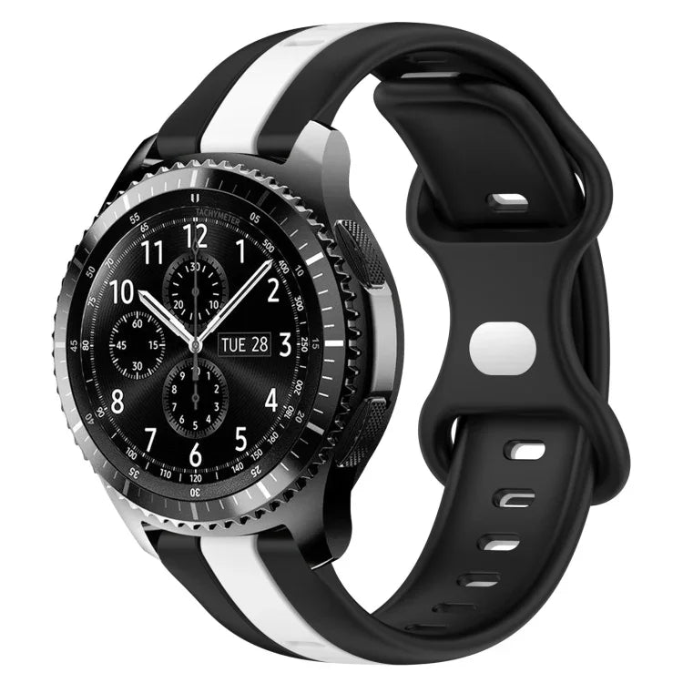Correia de Relógio em Silicone Bicolor com Fivela Borboleta 22mm, Para Samsung Galaxy Watch3 45mm, Para Samsung Galaxy Watch 46mm, Para Samsung Gear S3 Classic, Para Samsung Gear S3 Frontier