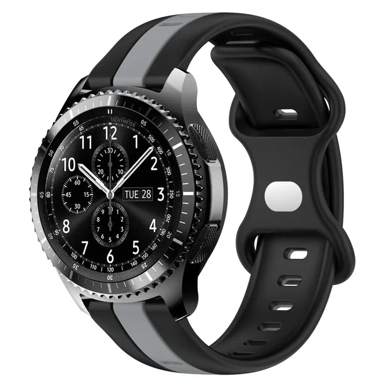 Correia de Relógio em Silicone Bicolor com Fivela Borboleta 22mm, Para Samsung Galaxy Watch3 45mm, Para Samsung Galaxy Watch 46mm, Para Samsung Gear S3 Classic, Para Samsung Gear S3 Frontier
