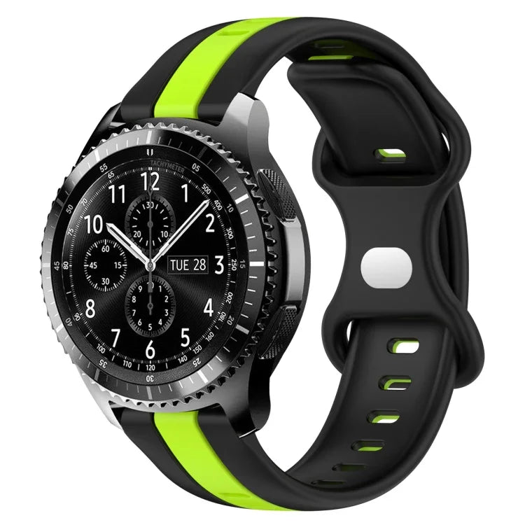 Correia de Relógio em Silicone Bicolor com Fivela Borboleta 22mm, Para Samsung Galaxy Watch3 45mm, Para Samsung Galaxy Watch 46mm, Para Samsung Gear S3 Classic, Para Samsung Gear S3 Frontier
