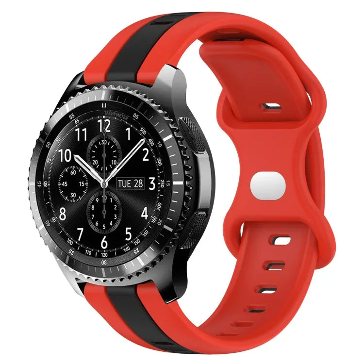 Correia de Relógio em Silicone Bicolor com Fivela Borboleta 22mm, Para Samsung Galaxy Watch3 45mm, Para Samsung Galaxy Watch 46mm, Para Samsung Gear S3 Classic, Para Samsung Gear S3 Frontier
