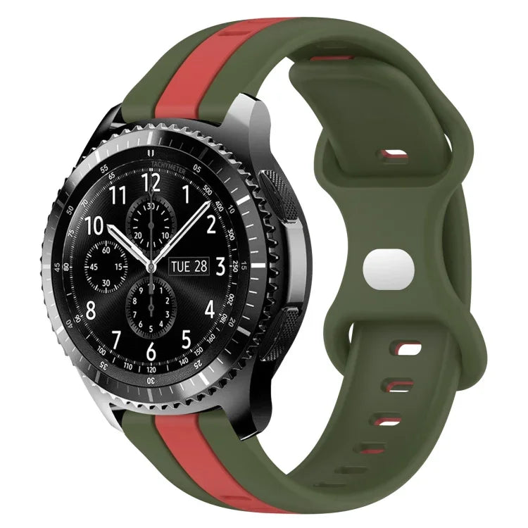 Correia de Relógio em Silicone Bicolor com Fivela Borboleta 22mm, Para Samsung Galaxy Watch3 45mm, Para Samsung Galaxy Watch 46mm, Para Samsung Gear S3 Classic, Para Samsung Gear S3 Frontier