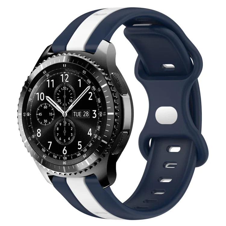 Correia de Relógio em Silicone Bicolor com Fivela Borboleta 22mm, Para Samsung Galaxy Watch3 45mm, Para Samsung Galaxy Watch 46mm, Para Samsung Gear S3 Classic, Para Samsung Gear S3 Frontier