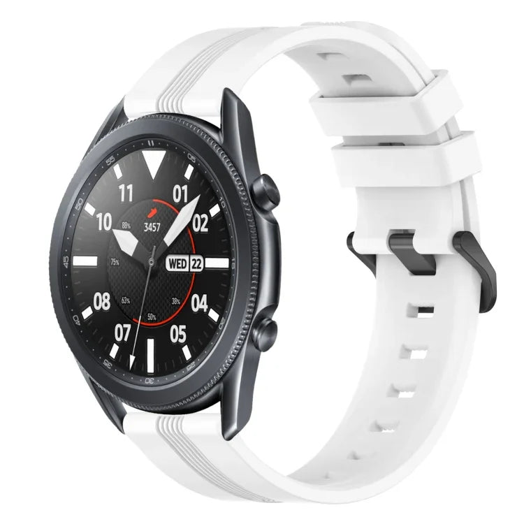 Correia de relógio em silicone riscada côncava de 22mm, para Samsung Galaxy Watch3 45mm, para Samsung Galaxy Watch 46mm, para Samsung Gear S3 Classic, para Samsung Gear S3 Frontier