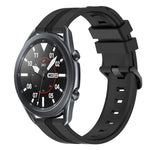 Correia de relógio em silicone riscada côncava de 22mm, para Samsung Galaxy Watch3 45mm, para Samsung Galaxy Watch 46mm, para Samsung Gear S3 Classic, para Samsung Gear S3 Frontier