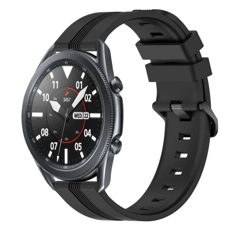 Correia de relógio em silicone riscada côncava de 22mm, para Samsung Galaxy Watch3 45mm, para Samsung Galaxy Watch 46mm, para Samsung Gear S3 Classic, para Samsung Gear S3 Frontier