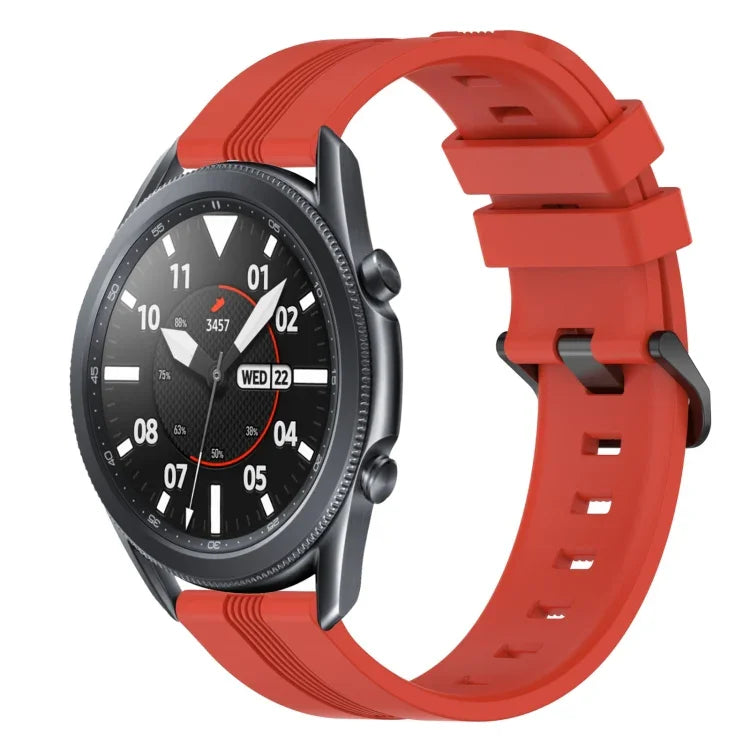 Correia de relógio em silicone riscada côncava de 22mm, para Samsung Galaxy Watch3 45mm, para Samsung Galaxy Watch 46mm, para Samsung Gear S3 Classic, para Samsung Gear S3 Frontier