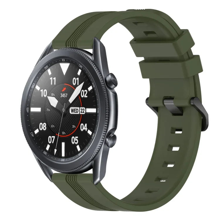 Correia de relógio em silicone riscada côncava de 22mm, para Samsung Galaxy Watch3 45mm, para Samsung Galaxy Watch 46mm, para Samsung Gear S3 Classic, para Samsung Gear S3 Frontier