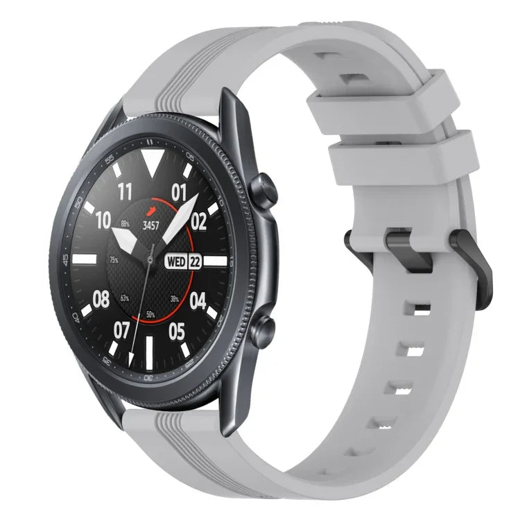 Correia de relógio em silicone riscada côncava de 22mm, para Samsung Galaxy Watch3 45mm, para Samsung Galaxy Watch 46mm, para Samsung Gear S3 Classic, para Samsung Gear S3 Frontier