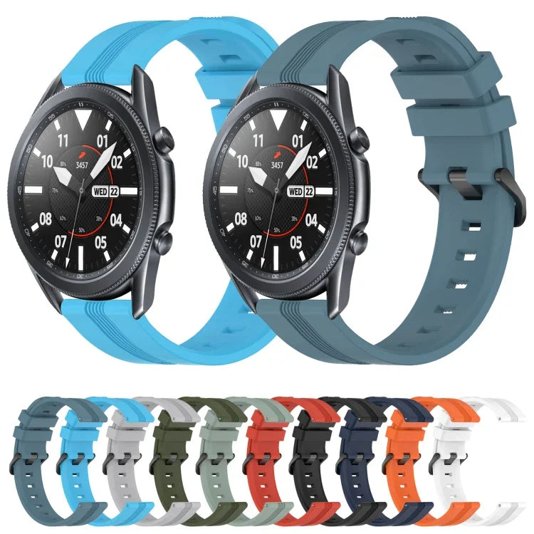 Correia de relógio em silicone riscada côncava de 22mm, para Samsung Galaxy Watch3 45mm, para Samsung Galaxy Watch 46mm, para Samsung Gear S3 Classic, para Samsung Gear S3 Frontier
