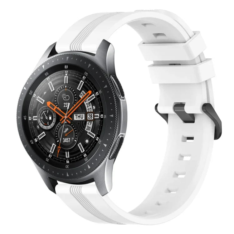 Correia de relógio em silicone riscada côncava de 22mm, para Samsung Galaxy Watch3 45mm, para Samsung Galaxy Watch 46mm, para Samsung Gear S3 Classic, para Samsung Gear S3 Frontier