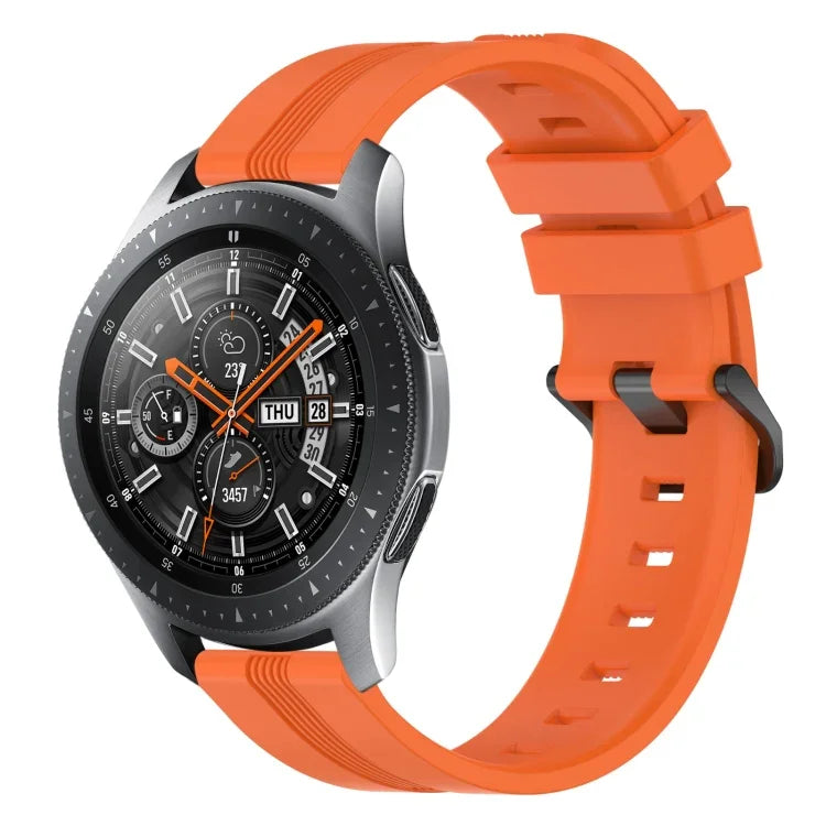 Correia de relógio em silicone riscada côncava de 22mm, para Samsung Galaxy Watch3 45mm, para Samsung Galaxy Watch 46mm, para Samsung Gear S3 Classic, para Samsung Gear S3 Frontier
