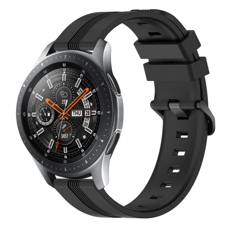 Correia de relógio em silicone riscada côncava de 22mm, para Samsung Galaxy Watch3 45mm, para Samsung Galaxy Watch 46mm, para Samsung Gear S3 Classic, para Samsung Gear S3 Frontier