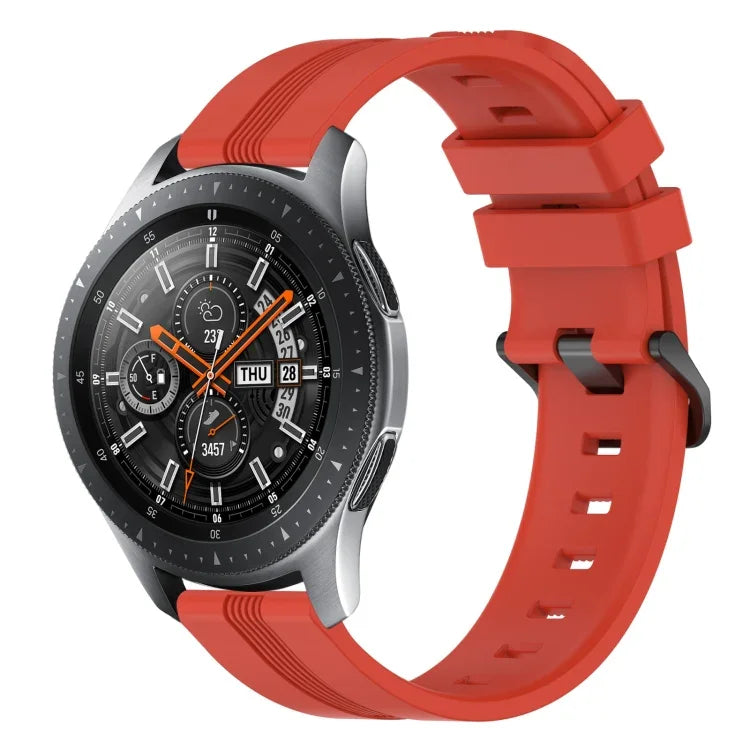 Correia de relógio em silicone riscada côncava de 22mm, para Samsung Galaxy Watch3 45mm, para Samsung Galaxy Watch 46mm, para Samsung Gear S3 Classic, para Samsung Gear S3 Frontier