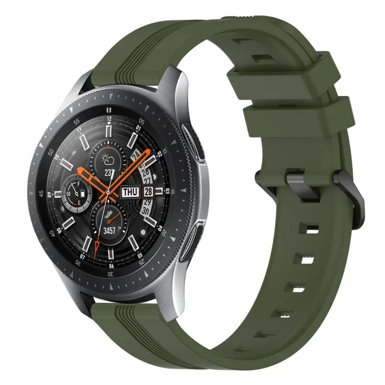 Correia de relógio em silicone riscada côncava de 22mm, para Samsung Galaxy Watch3 45mm, para Samsung Galaxy Watch 46mm, para Samsung Gear S3 Classic, para Samsung Gear S3 Frontier