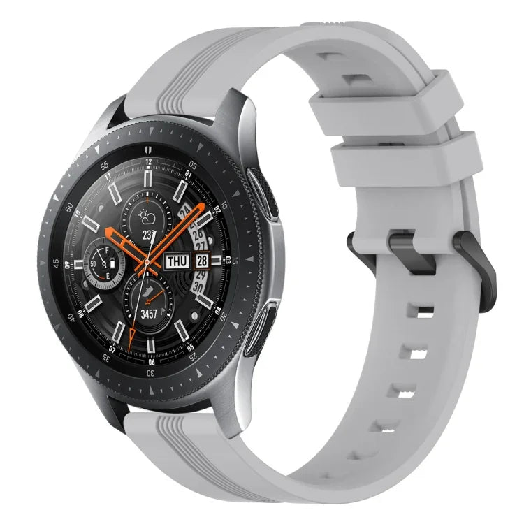 Correia de relógio em silicone riscada côncava de 22mm, para Samsung Galaxy Watch3 45mm, para Samsung Galaxy Watch 46mm, para Samsung Gear S3 Classic, para Samsung Gear S3 Frontier