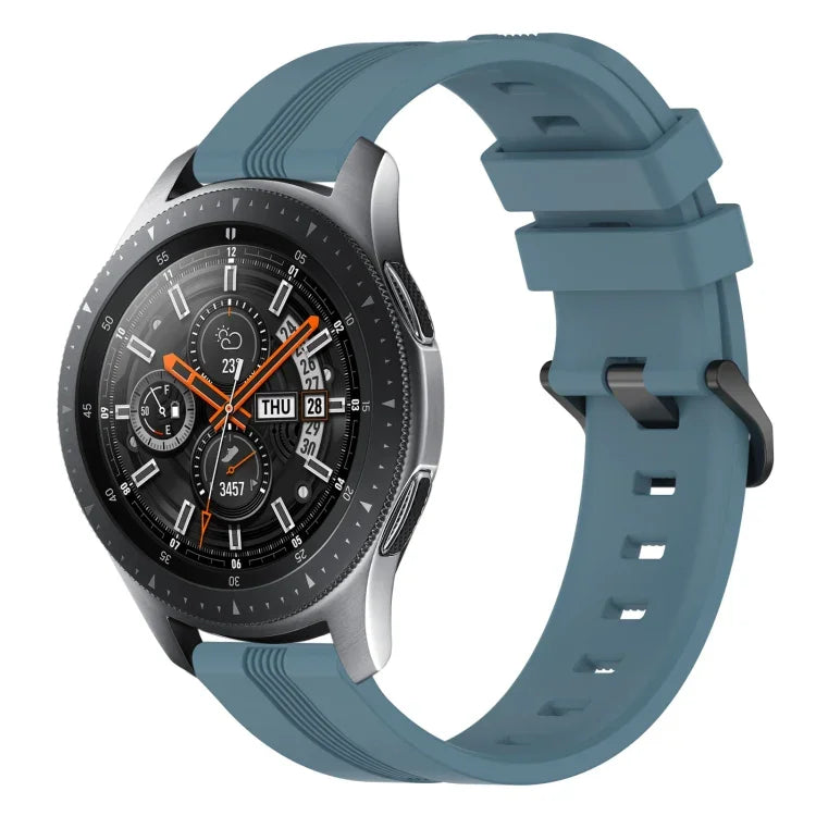 Correia de relógio em silicone riscada côncava de 22mm, para Samsung Galaxy Watch3 45mm, para Samsung Galaxy Watch 46mm, para Samsung Gear S3 Classic, para Samsung Gear S3 Frontier