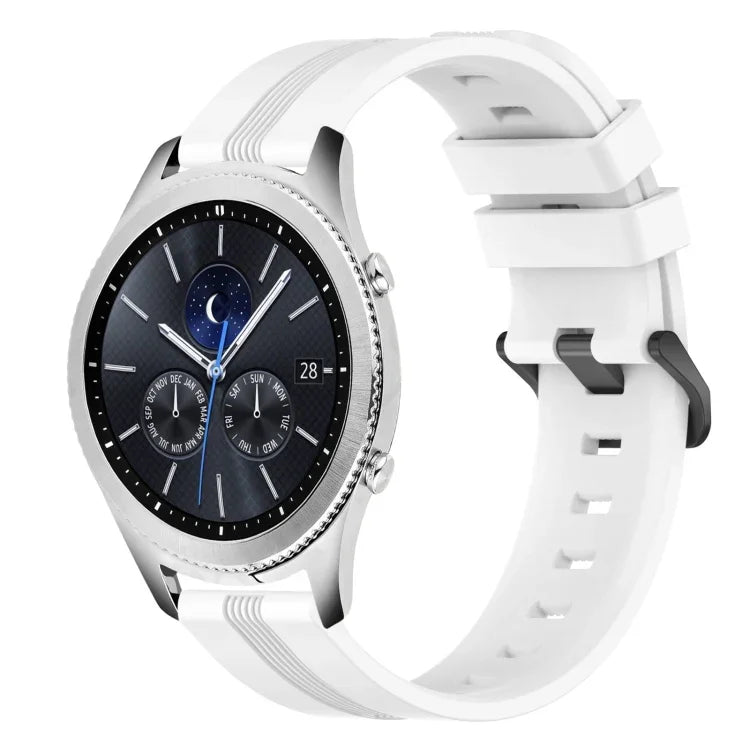 Correia de relógio em silicone riscada côncava de 22mm, para Samsung Galaxy Watch3 45mm, para Samsung Galaxy Watch 46mm, para Samsung Gear S3 Classic, para Samsung Gear S3 Frontier