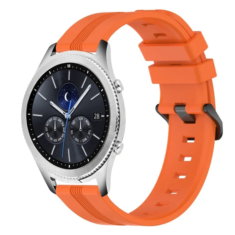 Correia de relógio em silicone riscada côncava de 22mm, para Samsung Galaxy Watch3 45mm, para Samsung Galaxy Watch 46mm, para Samsung Gear S3 Classic, para Samsung Gear S3 Frontier
