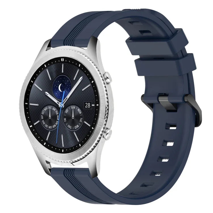 Correia de relógio em silicone riscada côncava de 22mm, para Samsung Galaxy Watch3 45mm, para Samsung Galaxy Watch 46mm, para Samsung Gear S3 Classic, para Samsung Gear S3 Frontier