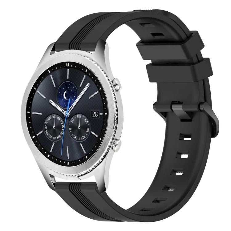 Correia de relógio em silicone riscada côncava de 22mm, para Samsung Galaxy Watch3 45mm, para Samsung Galaxy Watch 46mm, para Samsung Gear S3 Classic, para Samsung Gear S3 Frontier