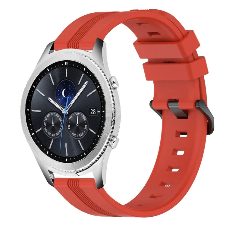 Correia de relógio em silicone riscada côncava de 22mm, para Samsung Galaxy Watch3 45mm, para Samsung Galaxy Watch 46mm, para Samsung Gear S3 Classic, para Samsung Gear S3 Frontier