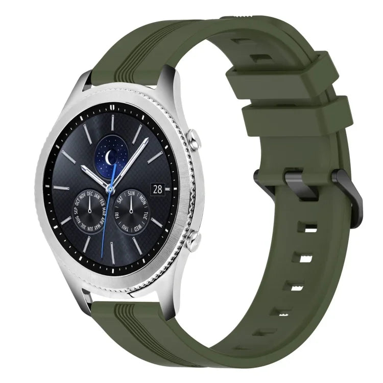 Correia de relógio em silicone riscada côncava de 22mm, para Samsung Galaxy Watch3 45mm, para Samsung Galaxy Watch 46mm, para Samsung Gear S3 Classic, para Samsung Gear S3 Frontier