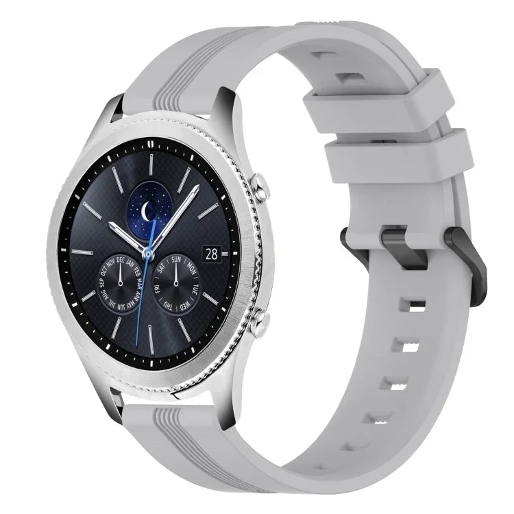 Correia de relógio em silicone riscada côncava de 22mm, para Samsung Galaxy Watch3 45mm, para Samsung Galaxy Watch 46mm, para Samsung Gear S3 Classic, para Samsung Gear S3 Frontier
