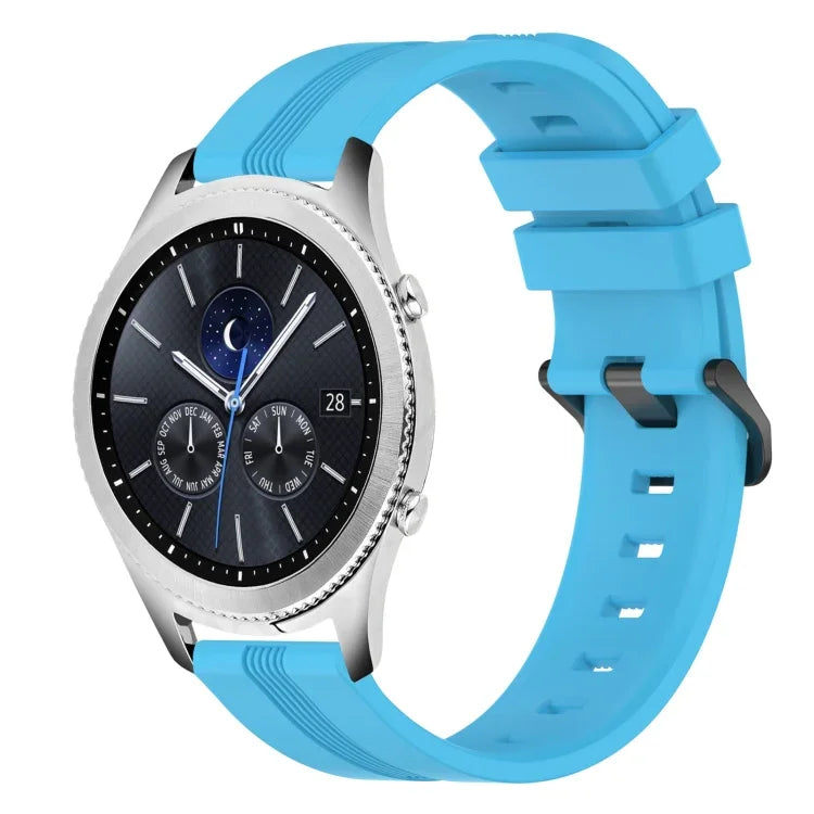 Correia de relógio em silicone riscada côncava de 22mm, para Samsung Galaxy Watch3 45mm, para Samsung Galaxy Watch 46mm, para Samsung Gear S3 Classic, para Samsung Gear S3 Frontier