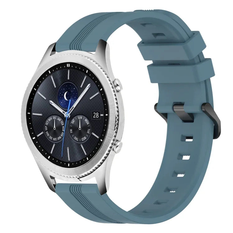 Correia de relógio em silicone riscada côncava de 22mm, para Samsung Galaxy Watch3 45mm, para Samsung Galaxy Watch 46mm, para Samsung Gear S3 Classic, para Samsung Gear S3 Frontier