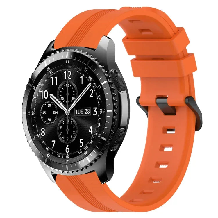 Correia de relógio em silicone riscada côncava de 22mm, para Samsung Galaxy Watch3 45mm, para Samsung Galaxy Watch 46mm, para Samsung Gear S3 Classic, para Samsung Gear S3 Frontier